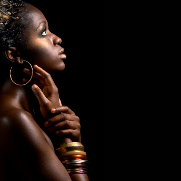 Black woman reflecting