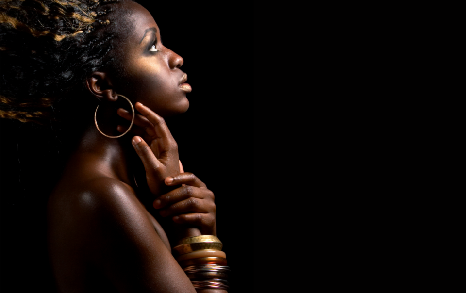 Black woman reflecting